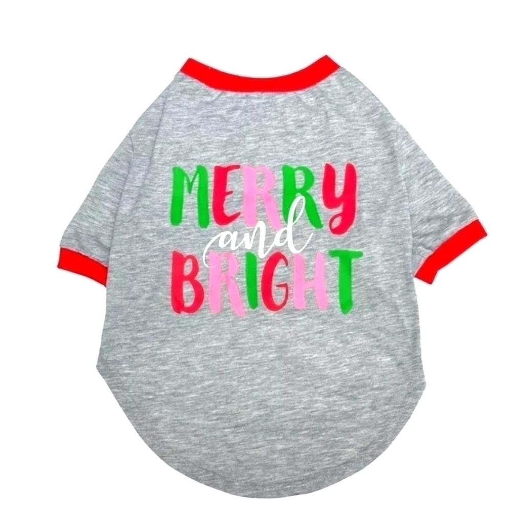 NWT Vibrant Life Holiday Merry and Bright Dog T-Shirt Size Med 20 to 50lbs